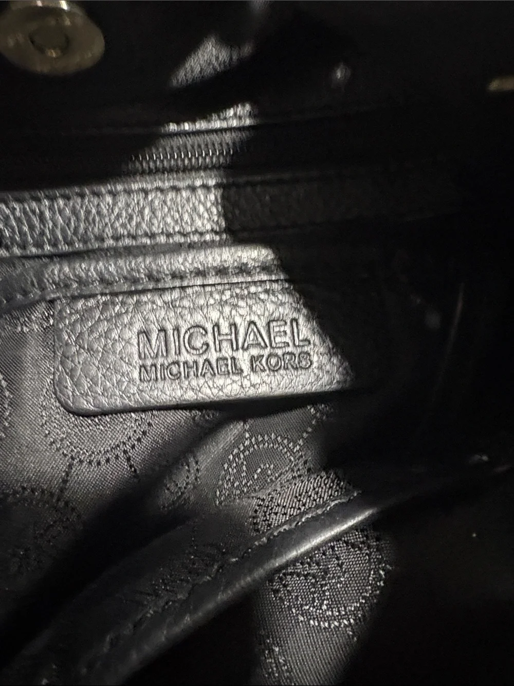 Michael Kors Large Frankie Black Pebbled Leather Chain-Accent Drawstring Hobo